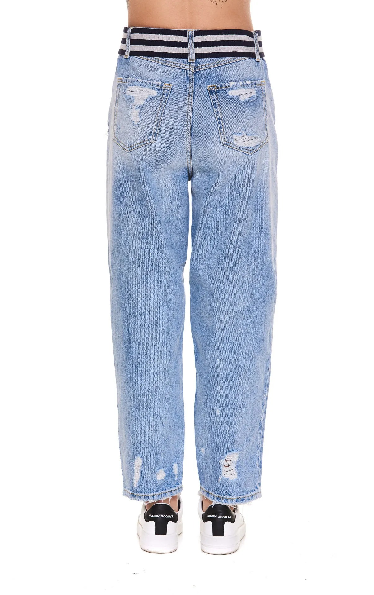Pinko Ripped-Effect High Waist Jeans