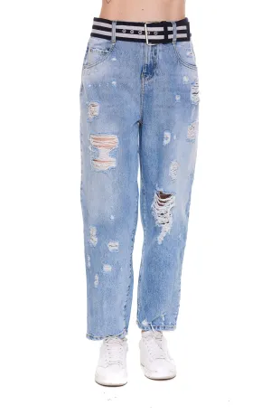 Pinko Ripped-Effect High Waist Jeans