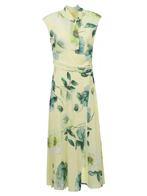 Pinko Rose Printed Sleeveless Midi Dress
