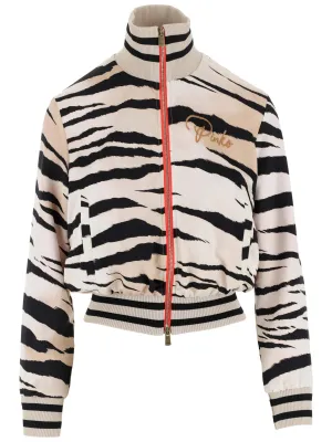 Pinko Zebra Printed High Neck Jacket