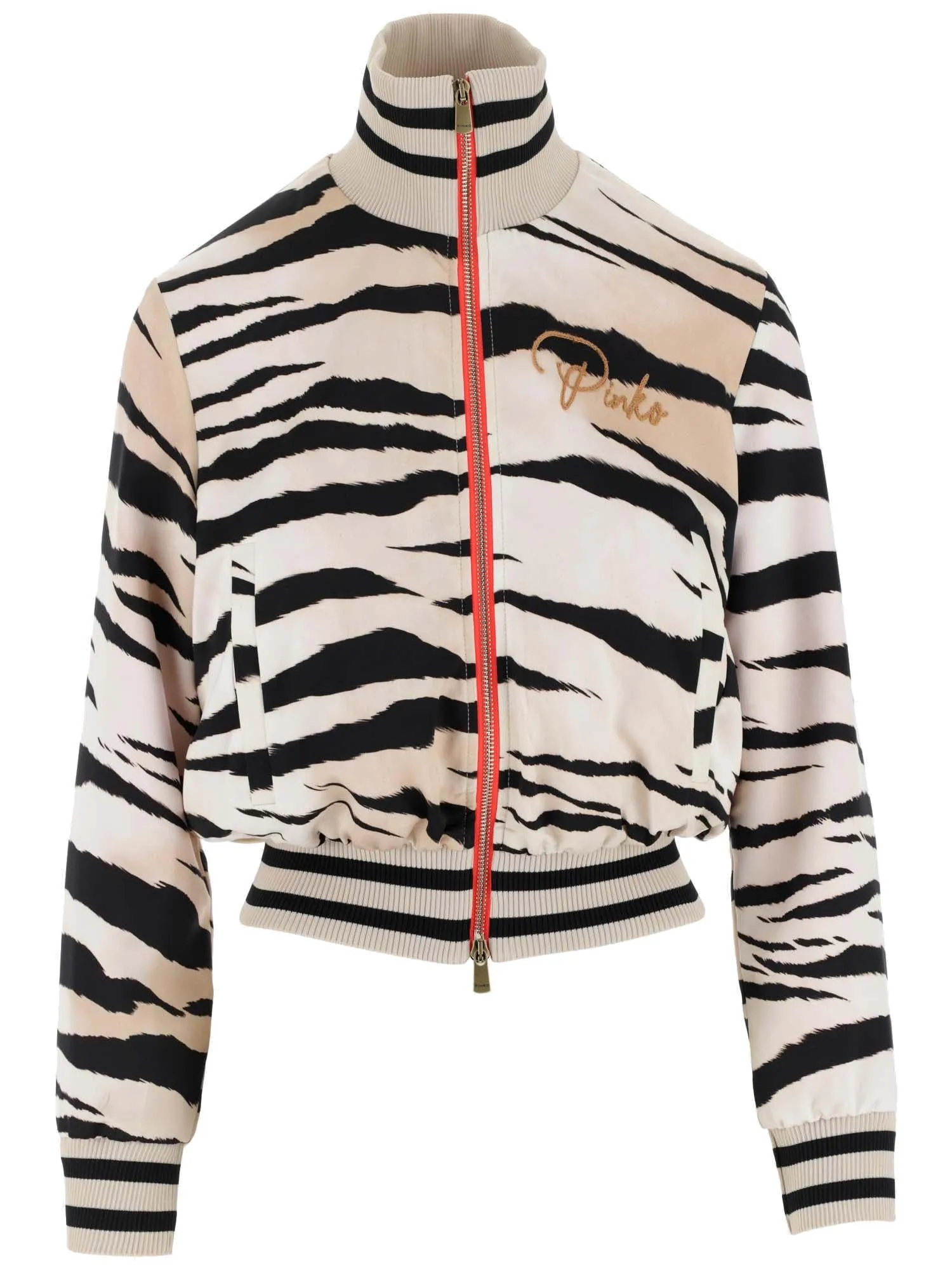 Pinko Zebra Printed High Neck Jacket