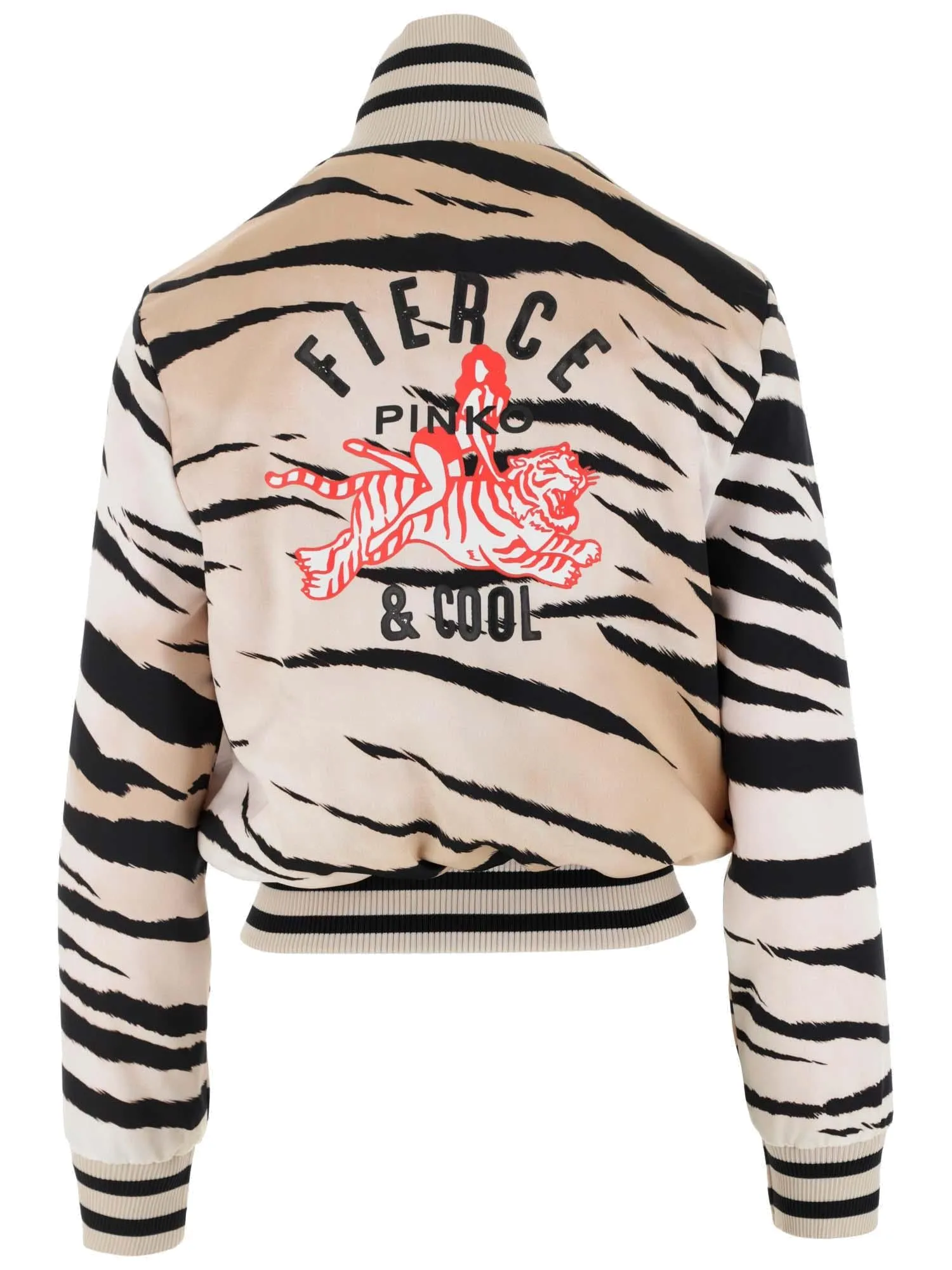 Pinko Zebra Printed High Neck Jacket
