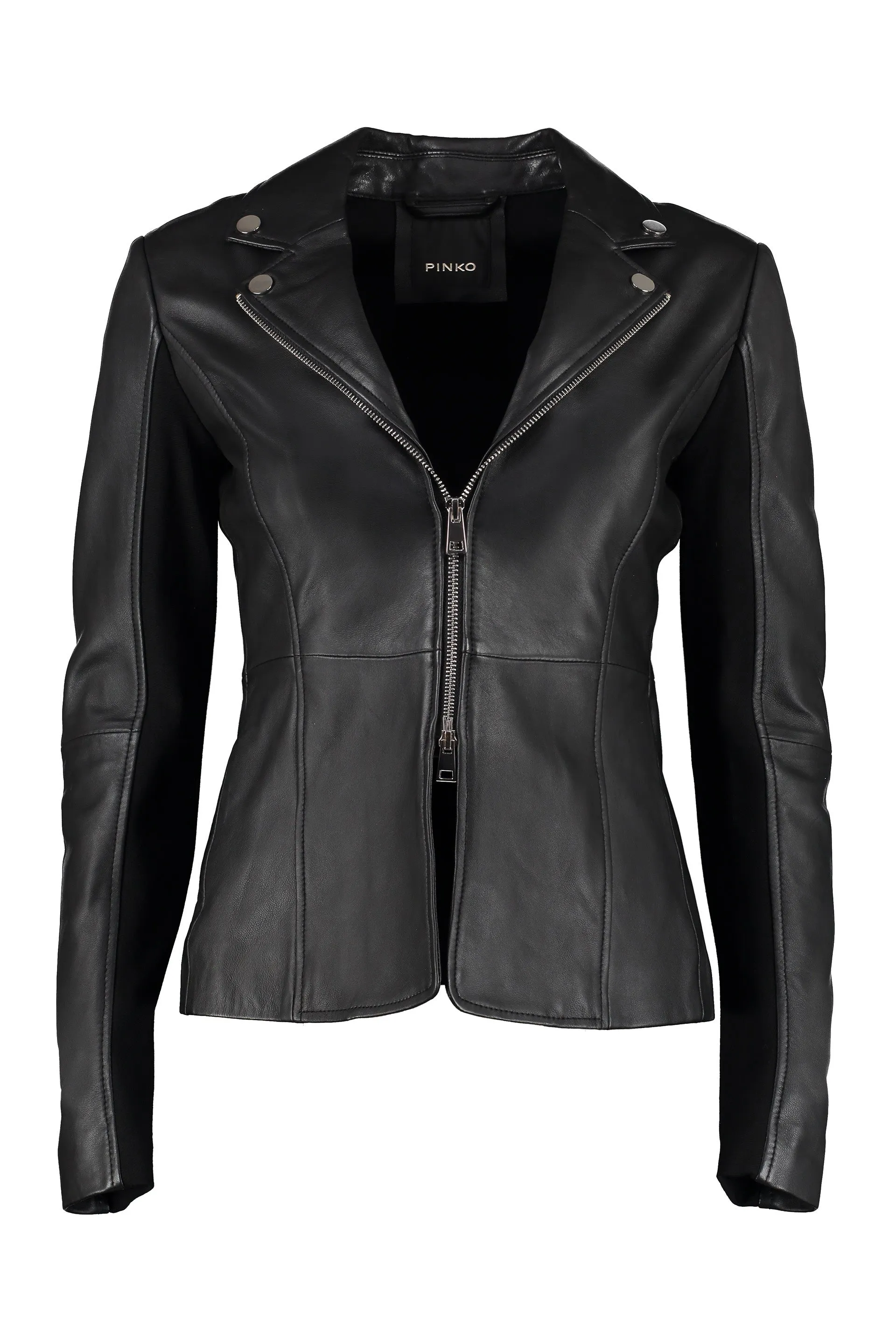 Pinko Zip-Up Long Sleeved Leather Jacket