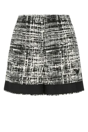 Prada Logo Detailed Interwoven High Waist Shorts