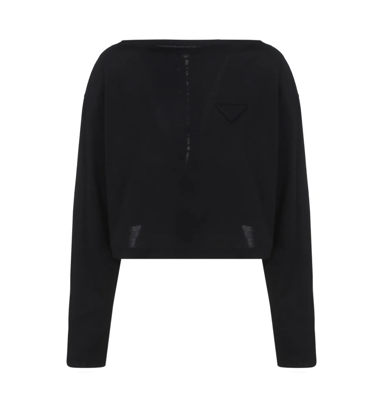 Prada Logo Patch Lace-Up Crewneck Knitted Sweater