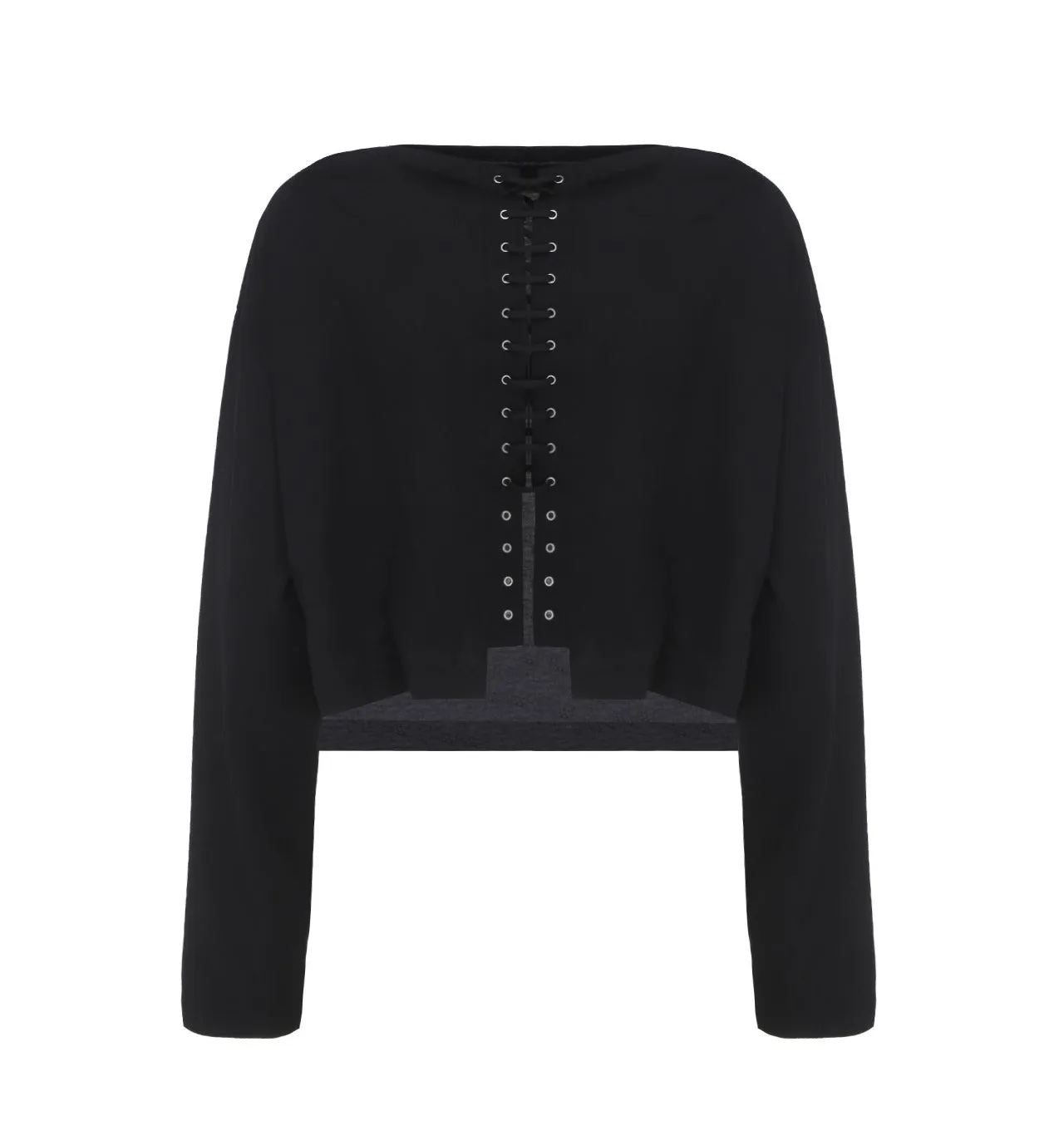 Prada Logo Patch Lace-Up Crewneck Knitted Sweater