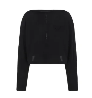 Prada Logo Patch Lace-Up Crewneck Knitted Sweater