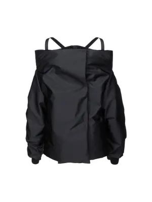 Prada Logo Plaque Pouch Off-Shoulder Bomber Jacket
