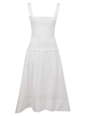 Proenza Schouler Smocked Panel Sleeveless Midi Dress