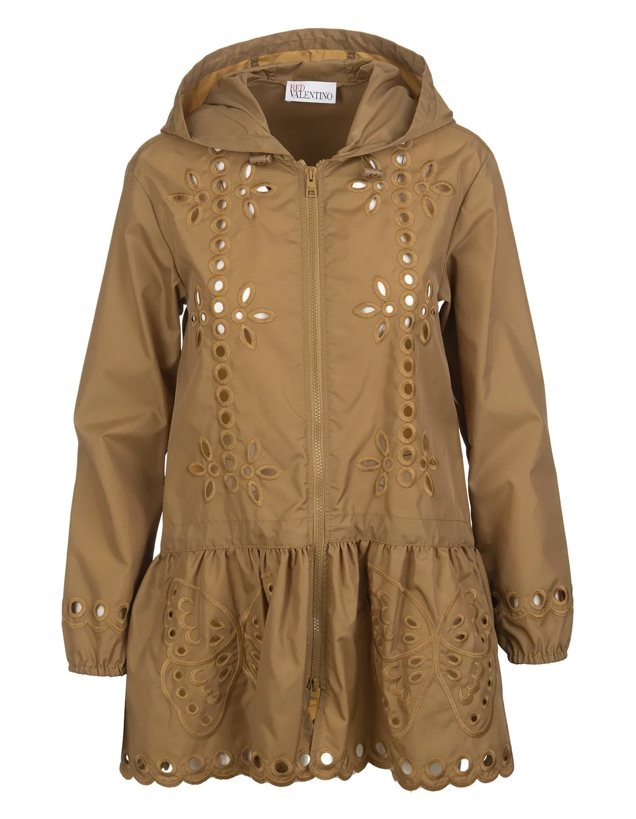 REDValentino Floral Carved Embroidery Hooded Coat