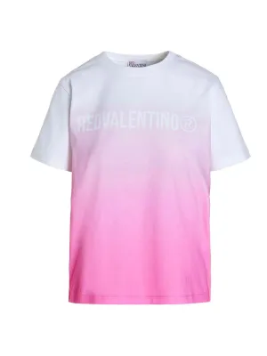 REDValentino Logo Printed Two-Tone Crewneck T-Shirt