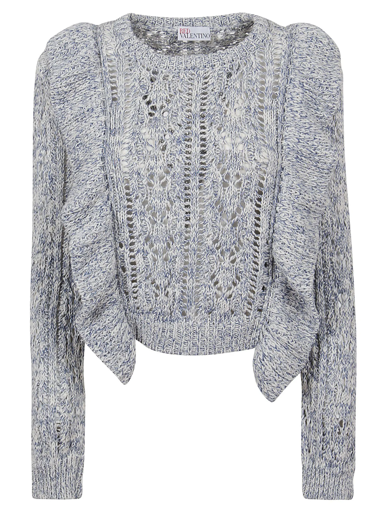 REDValentino Ruffled Long Sleeved Crewneck Sweater