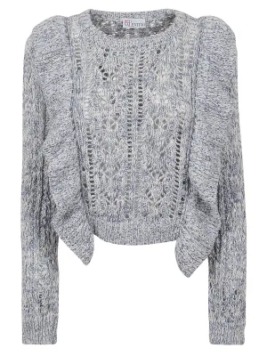 REDValentino Ruffled Long Sleeved Crewneck Sweater