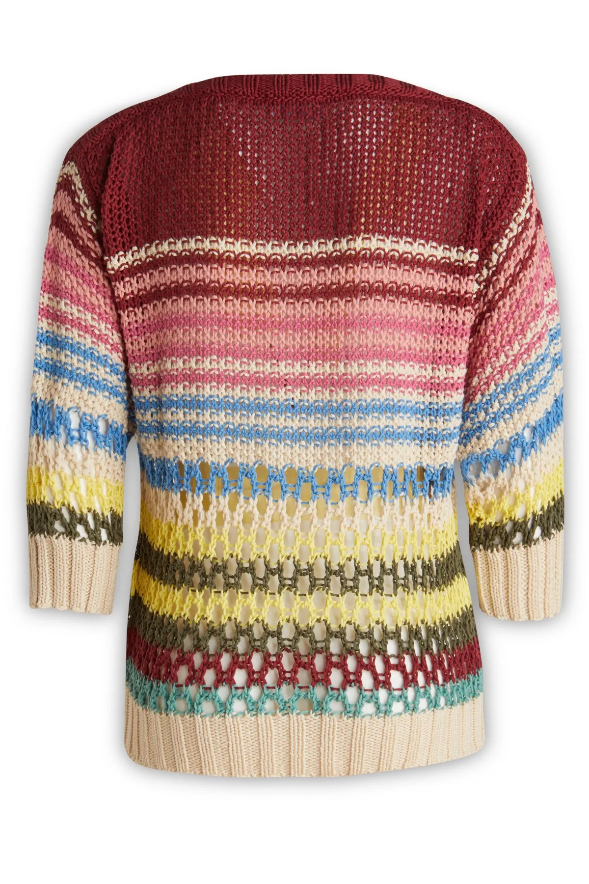 REDValentino Striped Boat Neck Open-Knit Top