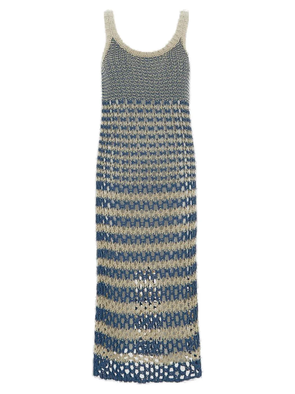 REDValentino Striped Crochet Knitted Dress