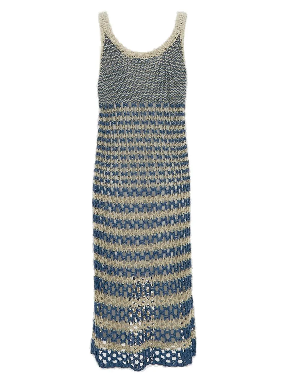 REDValentino Striped Crochet Knitted Dress