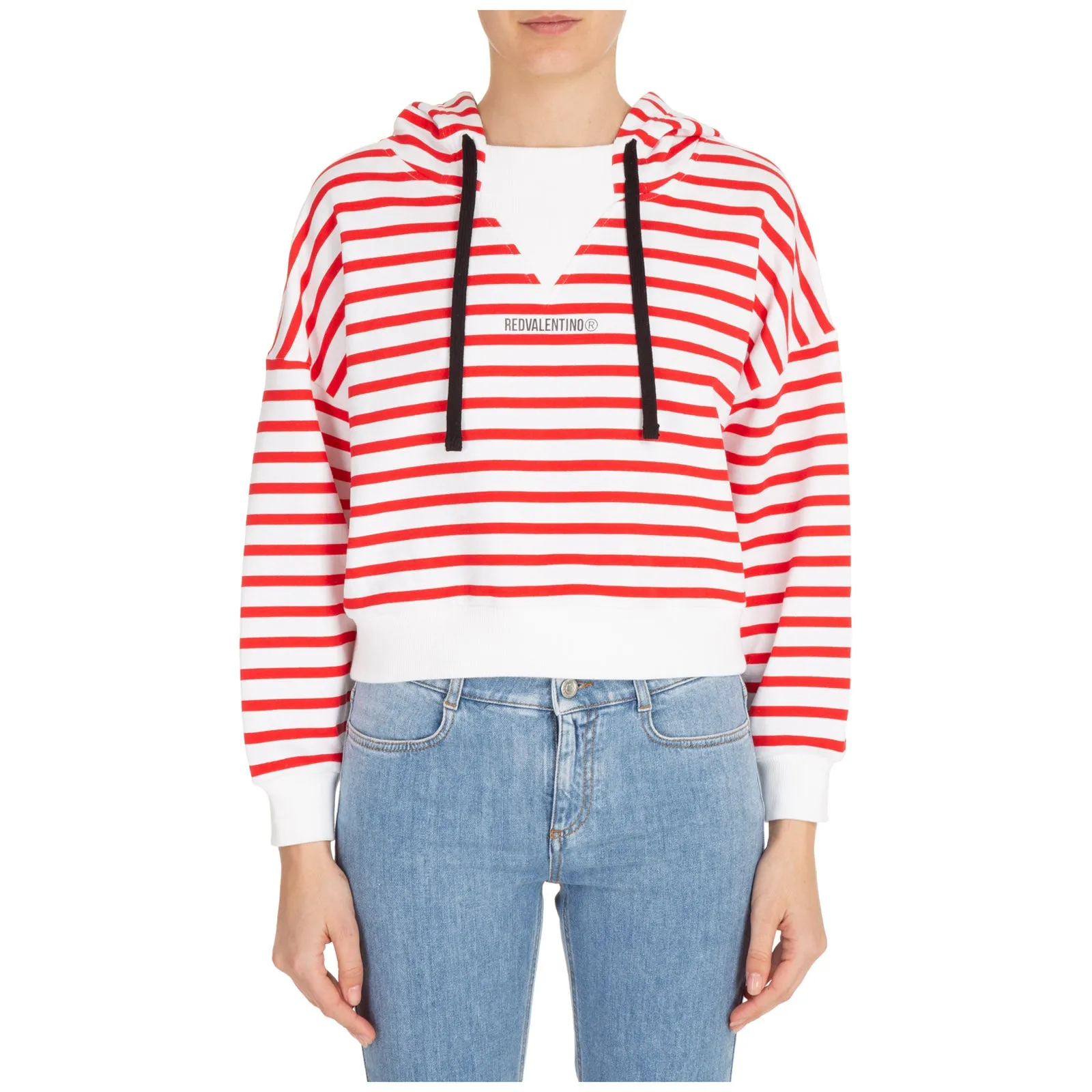 REDValentino Striped Logo Printed Hoodie