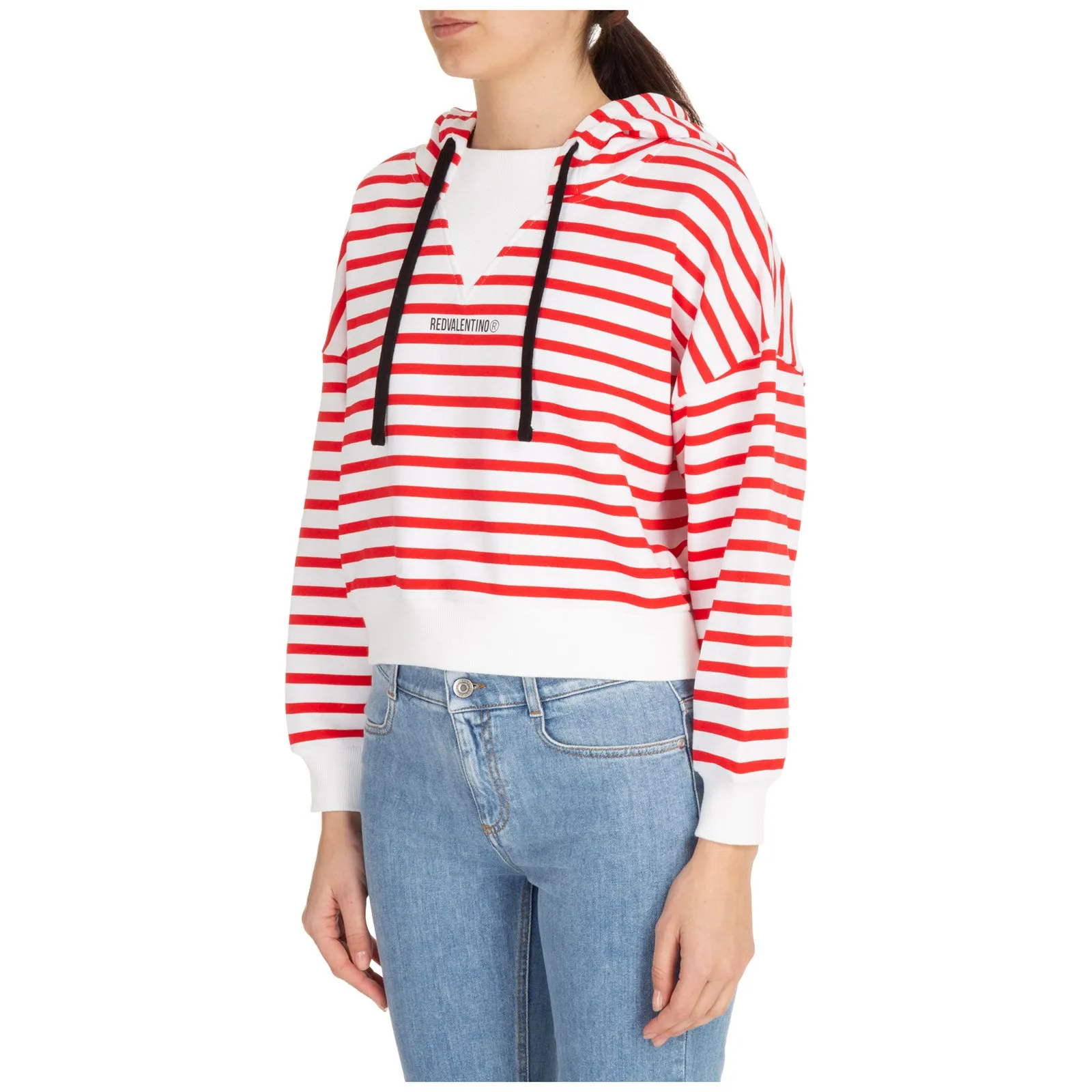 REDValentino Striped Logo Printed Hoodie