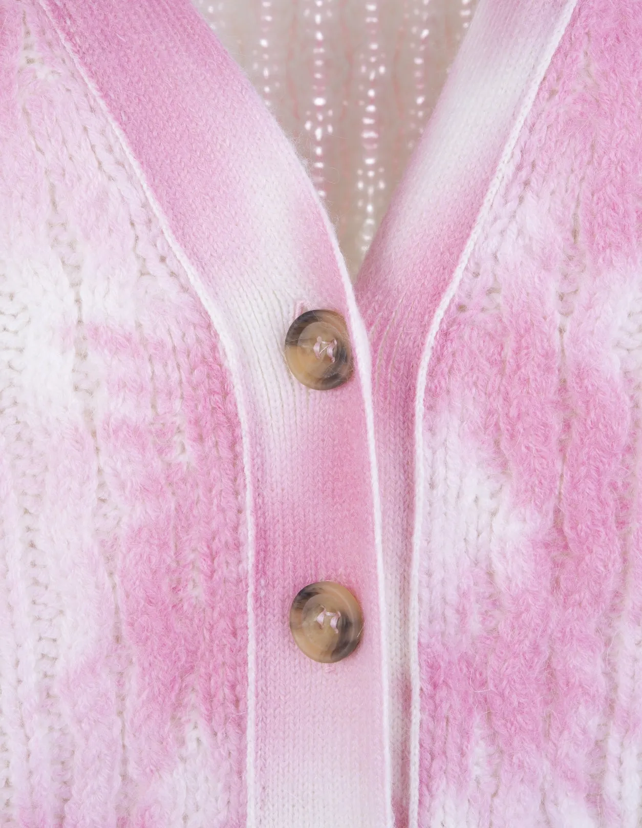 REDValentino Tie-Dye Buttoned Ribbed Knit Cardigan
