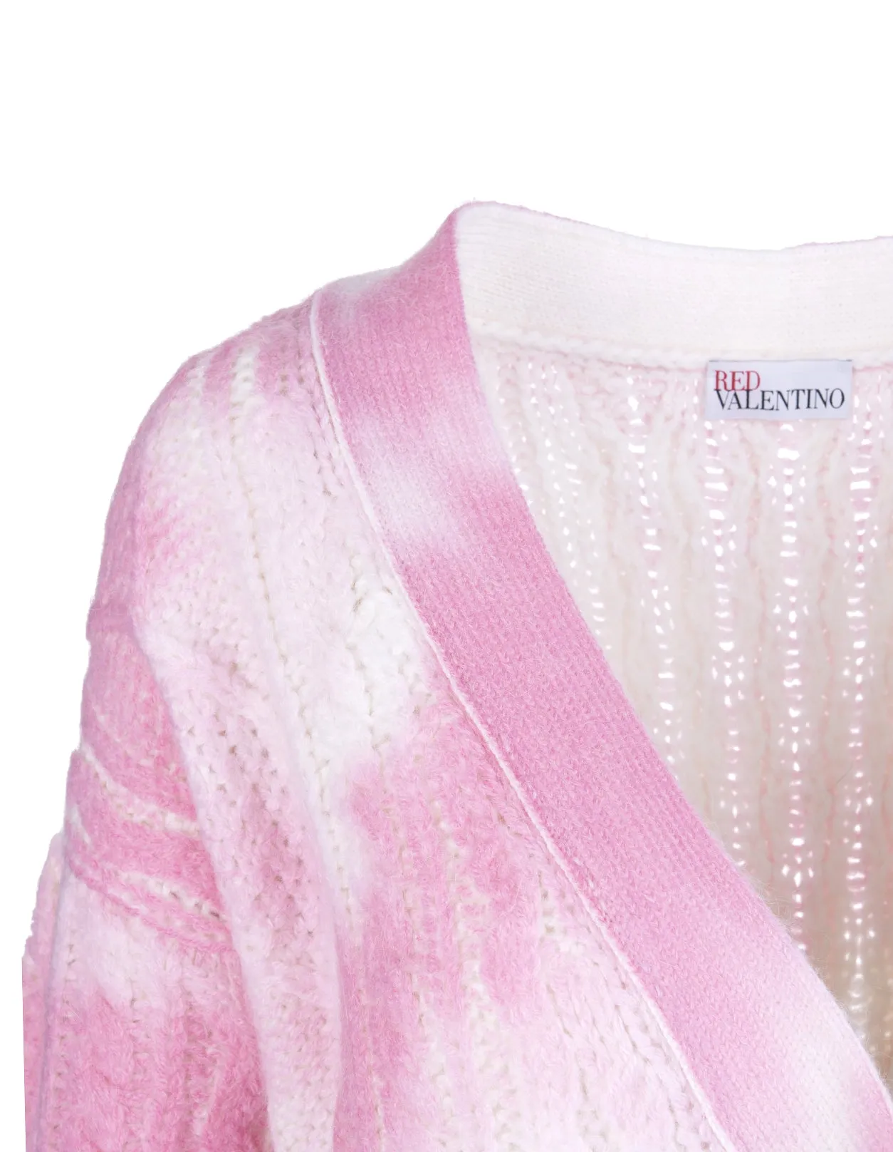 REDValentino Tie-Dye Buttoned Ribbed Knit Cardigan