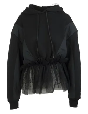 REDValentino Tulle-Detailed Drawstring Hoodie