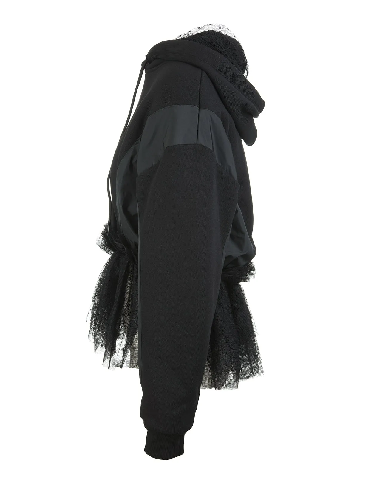 REDValentino Tulle-Detailed Drawstring Hoodie