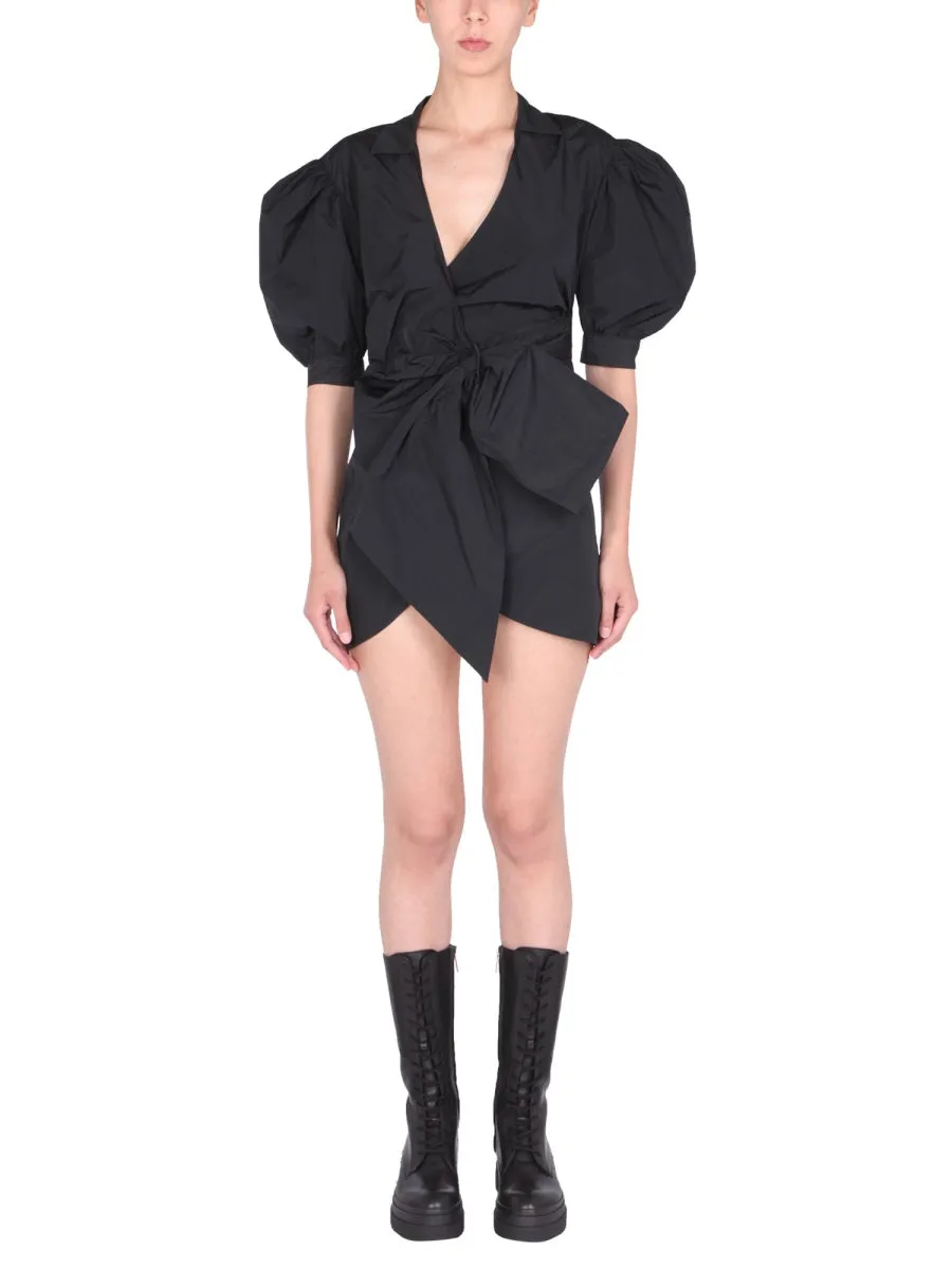 REDValentino V-Neck Wrap Mini Shirt Dress
