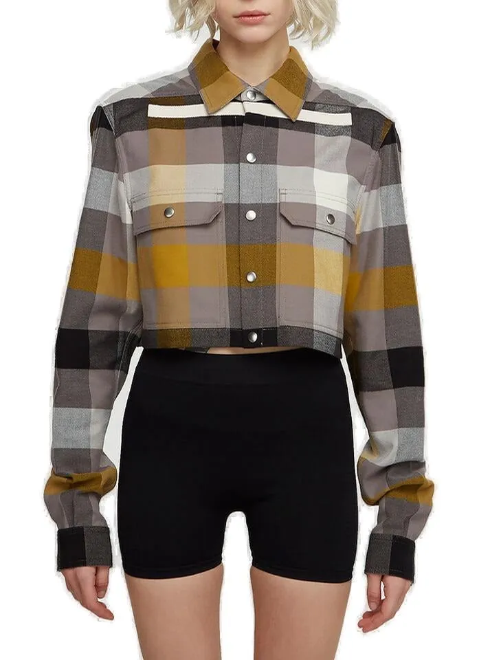 Rick Owens Check Pattern Cropped Shirt