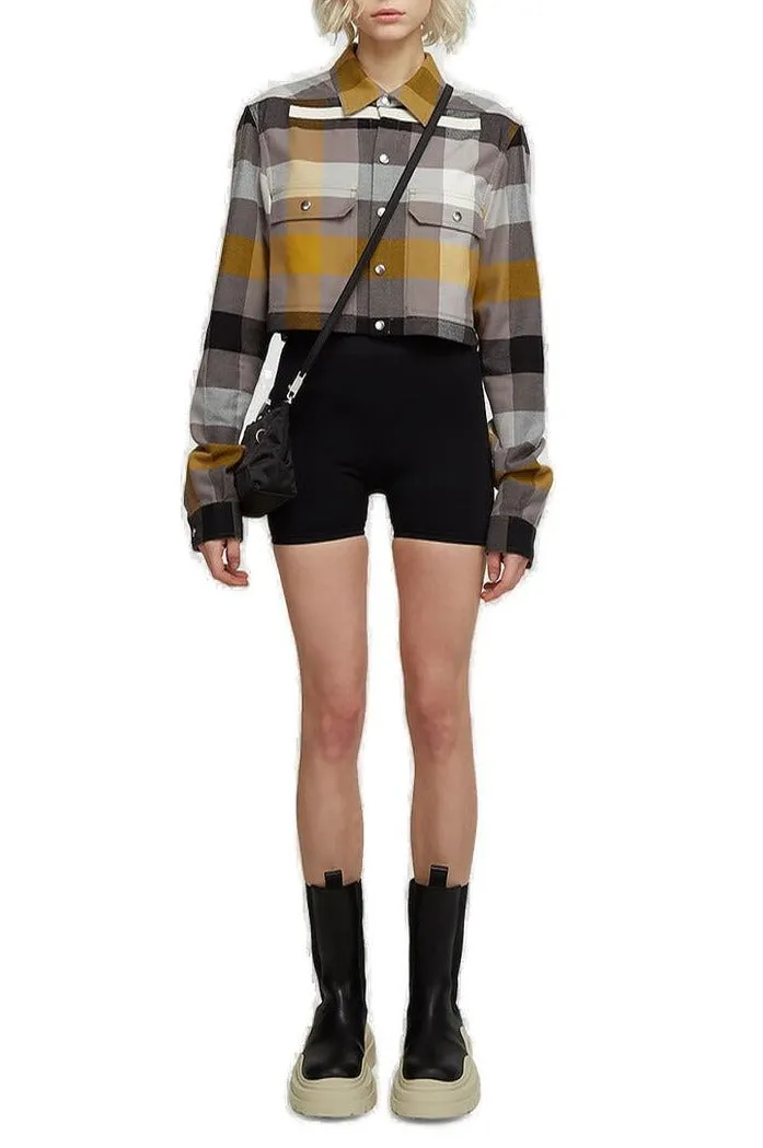 Rick Owens Check Pattern Cropped Shirt