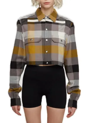 Rick Owens Check Pattern Cropped Shirt