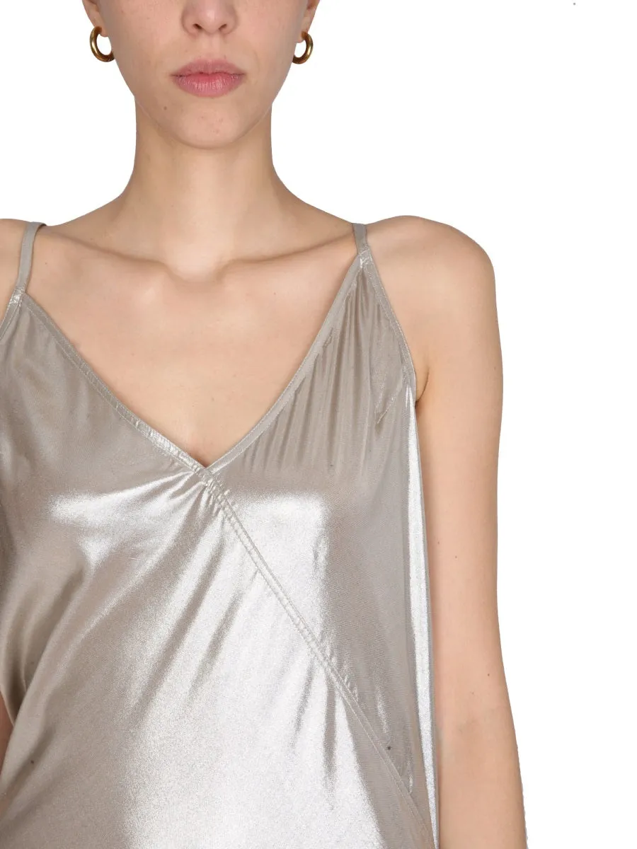 Rick Owens V-Neck High-Shine Sleeveless Dress