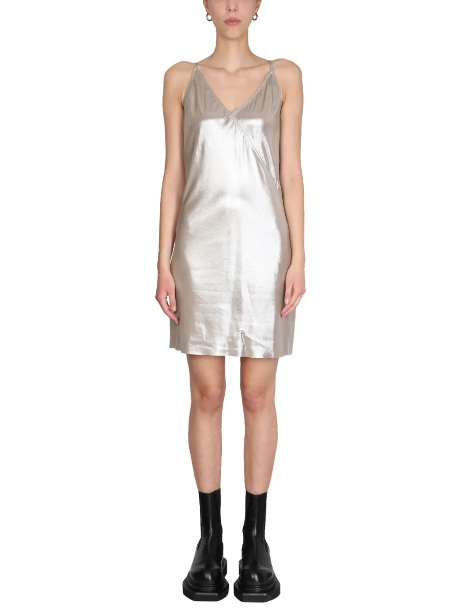 Rick Owens V-Neck High-Shine Sleeveless Dress