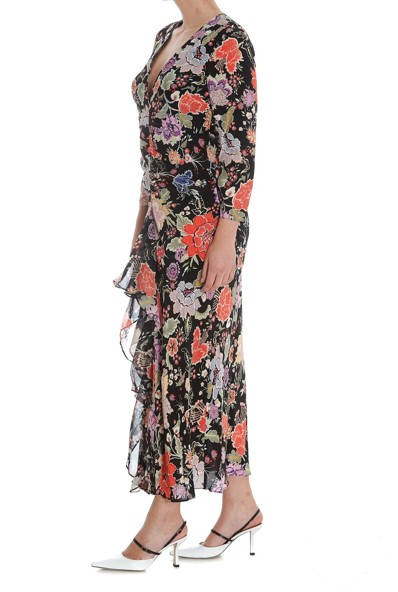 Rixo Floral Patterned V-Neck Maxi Dress