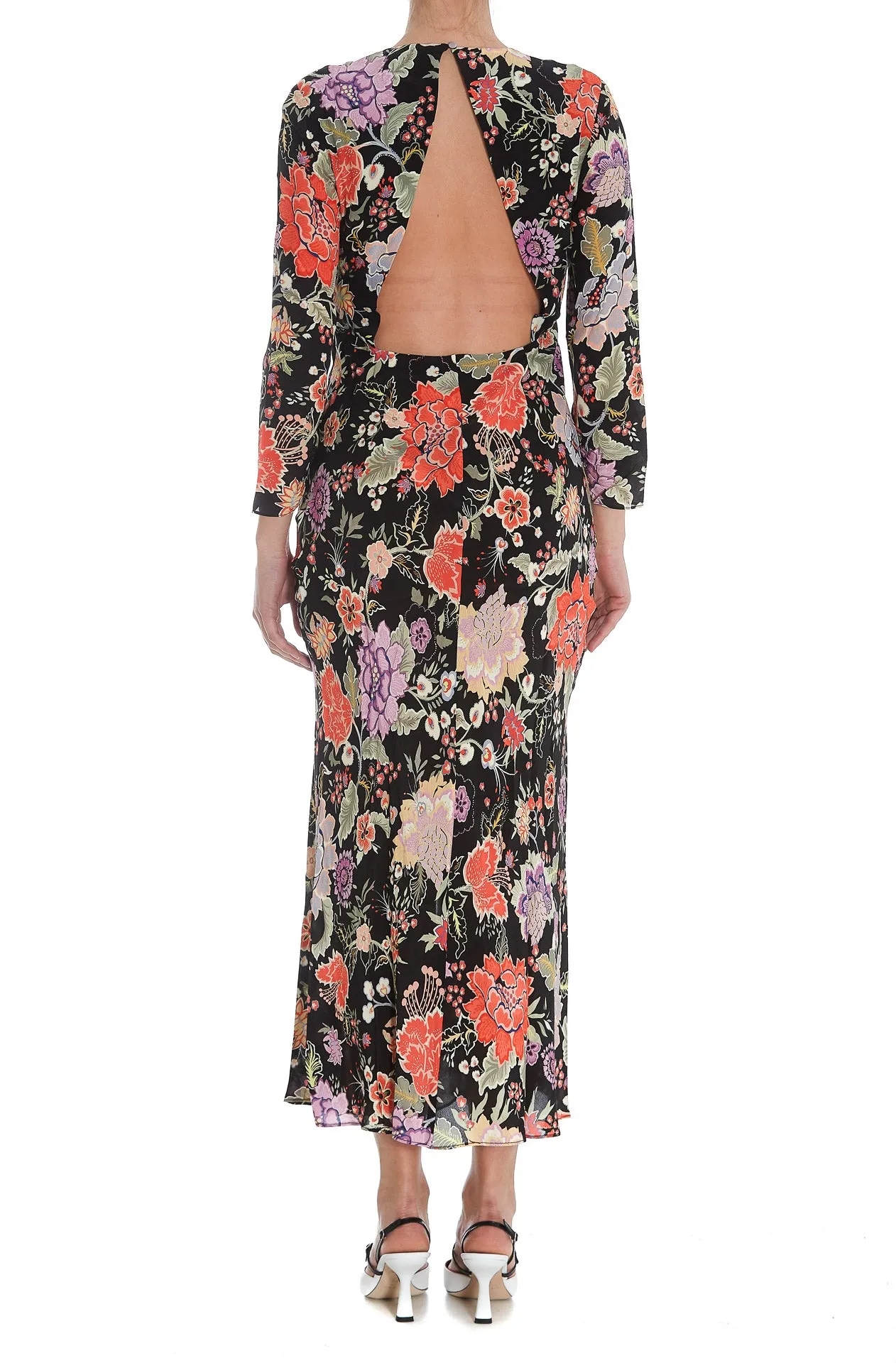 Rixo Floral Patterned V-Neck Maxi Dress
