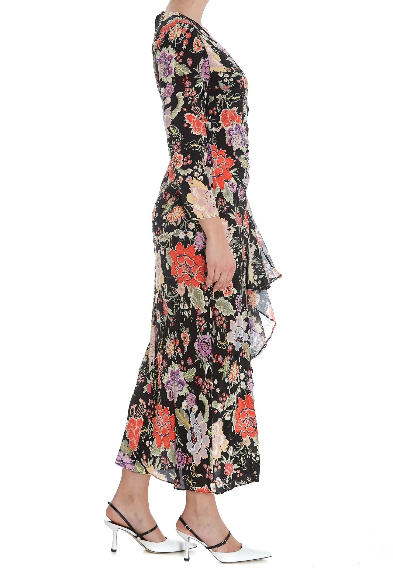 Rixo Floral Patterned V-Neck Maxi Dress