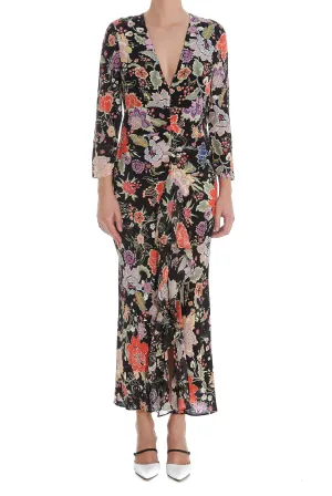 Rixo Floral Patterned V-Neck Maxi Dress