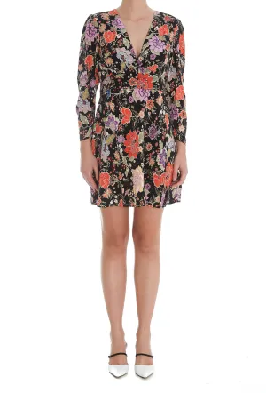 Rixo Jules Floral Printed V-Neck Mini Dress