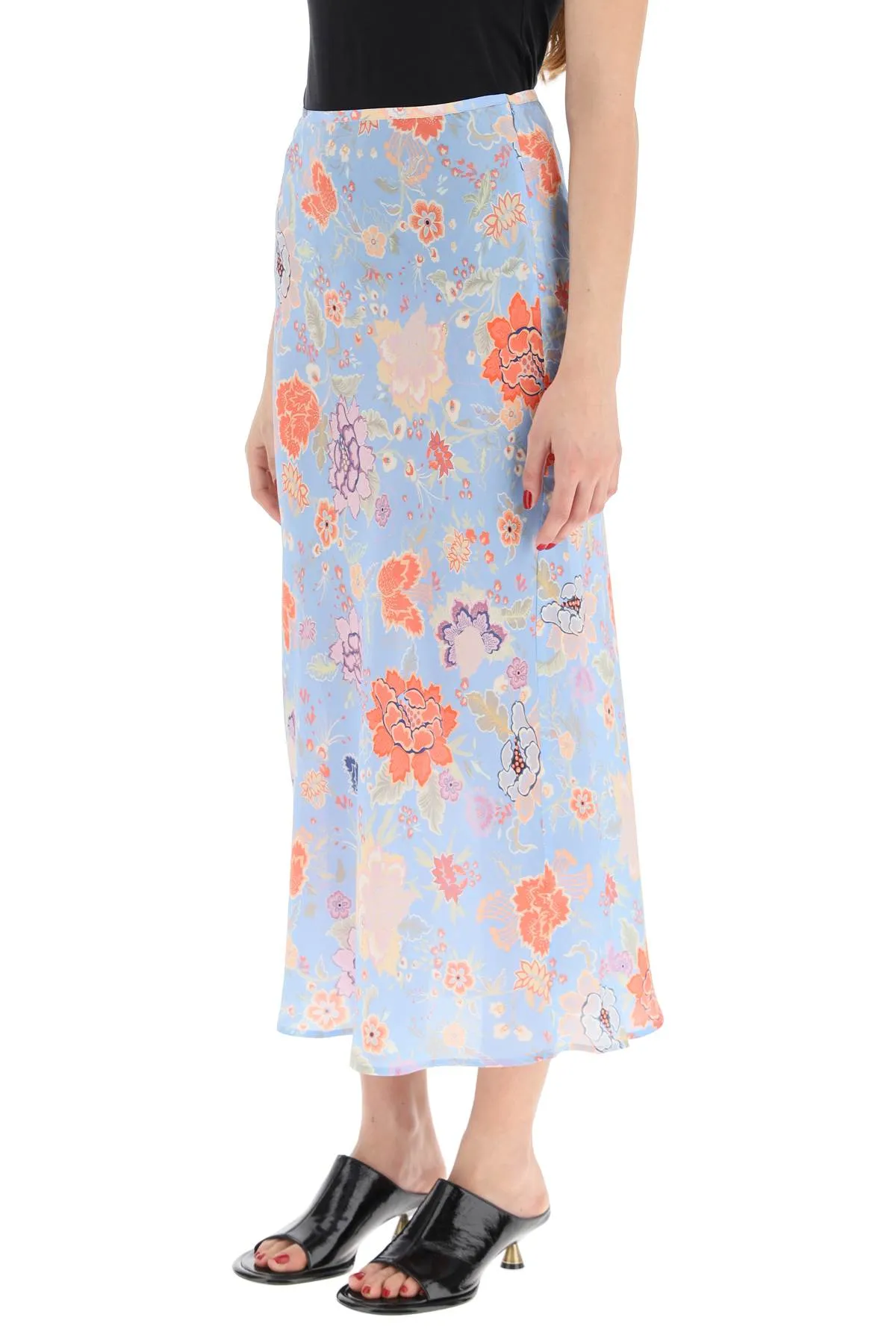 Rixo Kelly Floral Printed Midi Skirt