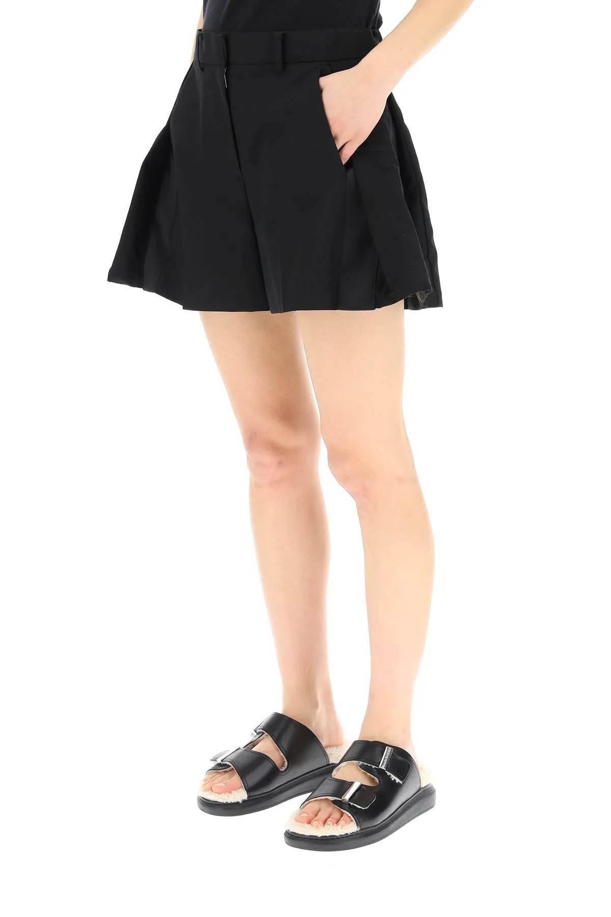 Sacai High-Rise Pleat Detailed Shorts