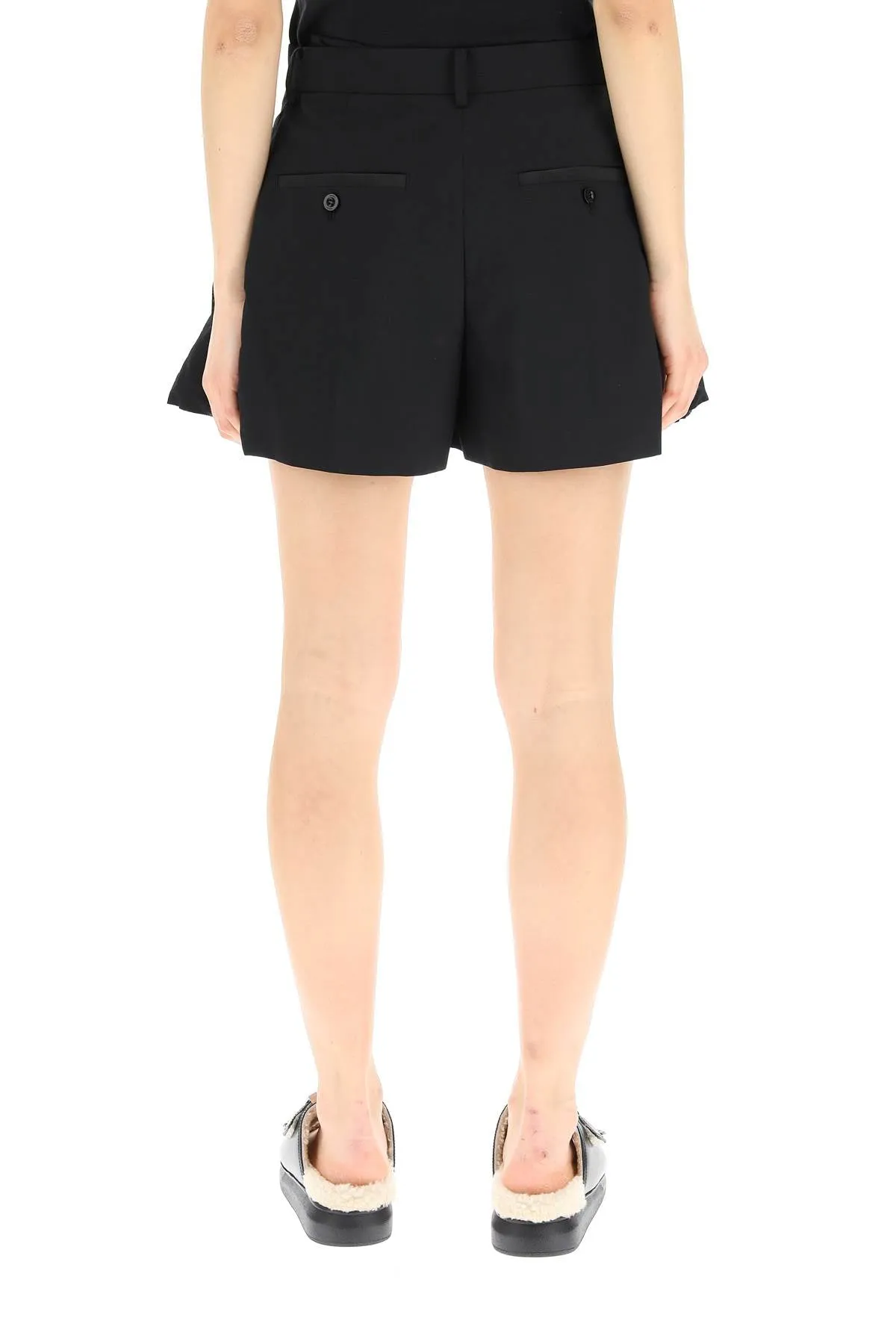 Sacai High-Rise Pleat Detailed Shorts