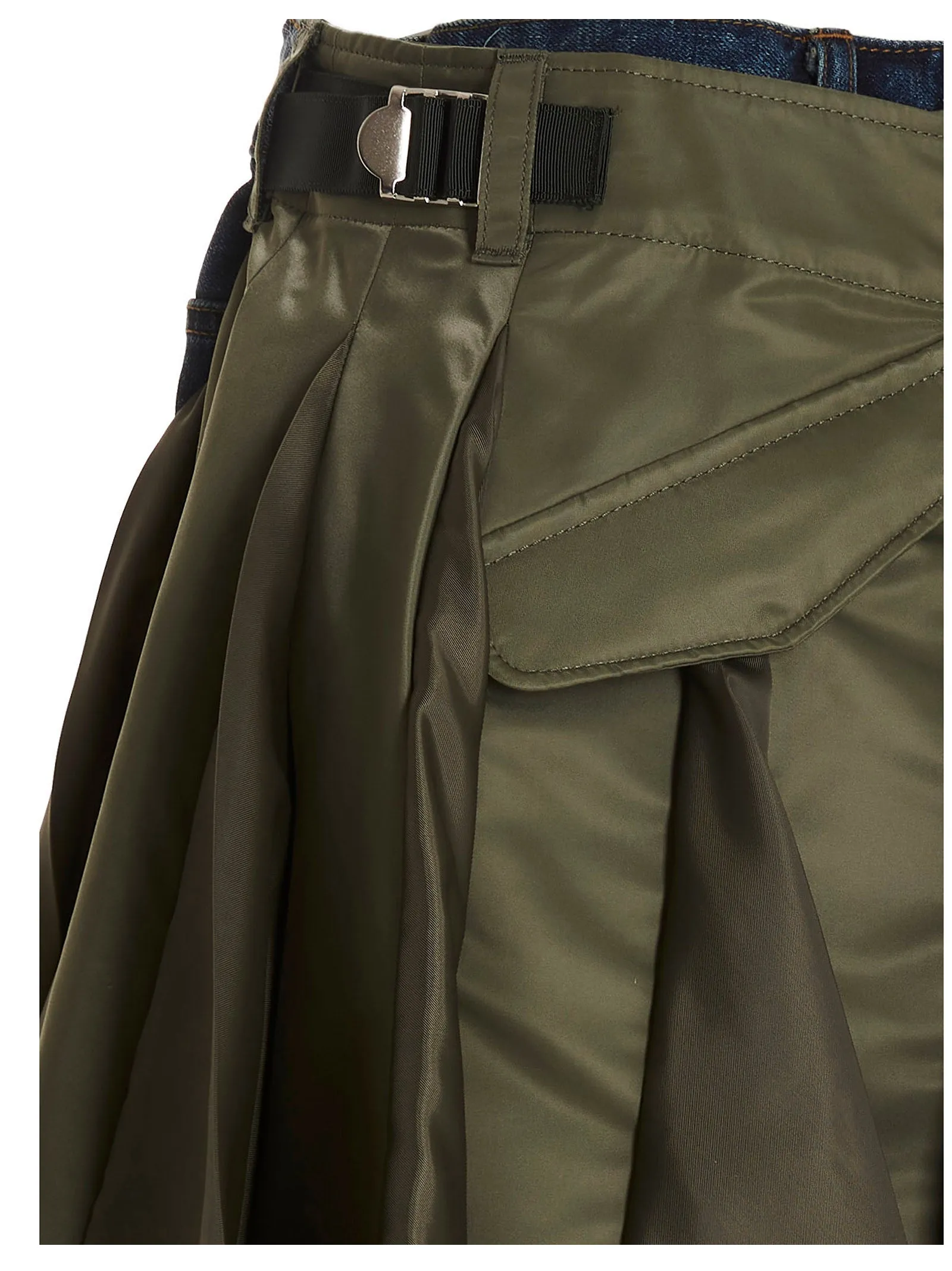 Sacai Panelled Pleated Flared Shorts