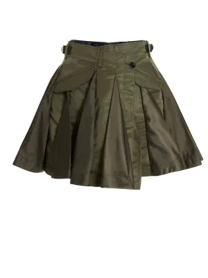 Sacai Panelled Pleated Flared Shorts