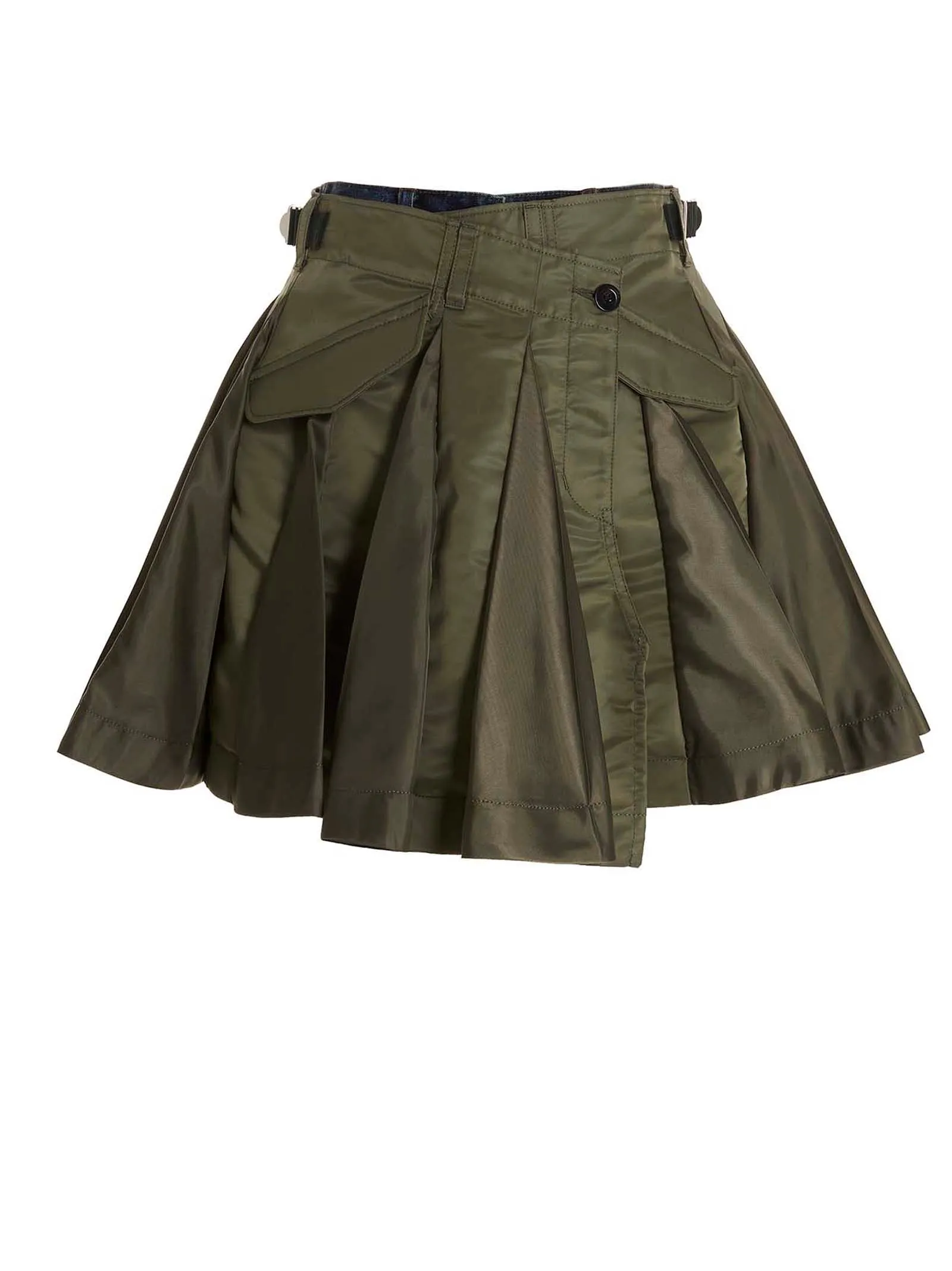 Sacai Panelled Pleated Flared Shorts