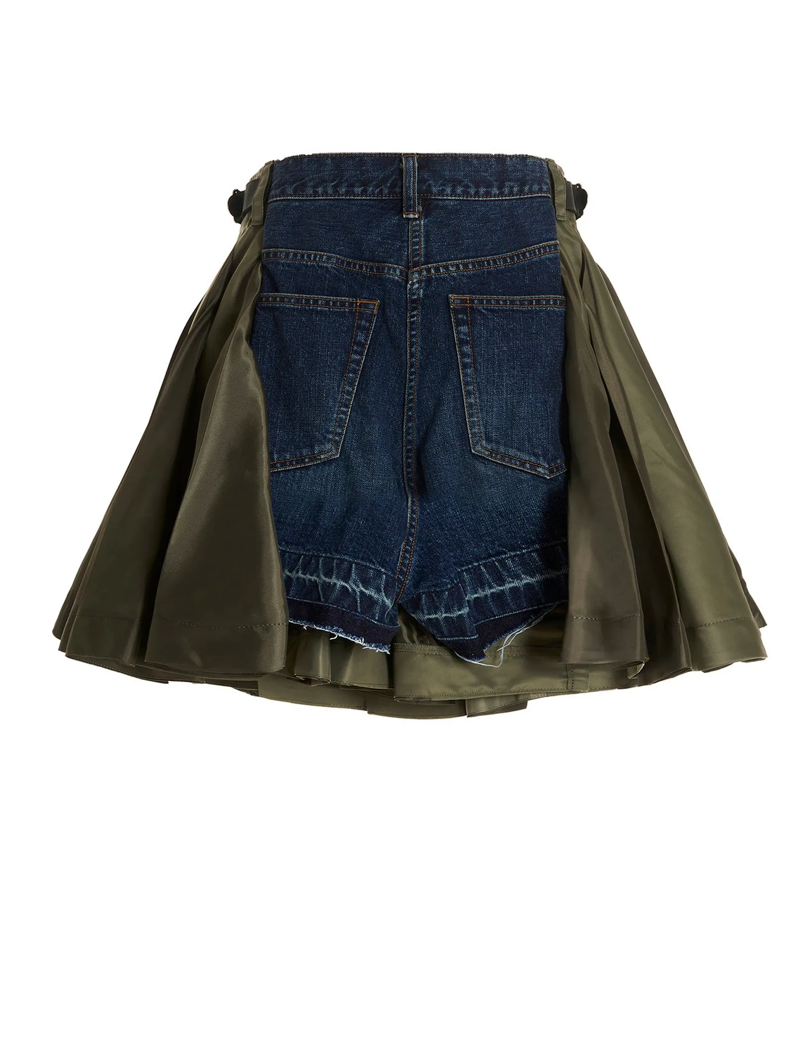 Sacai Panelled Pleated Flared Shorts