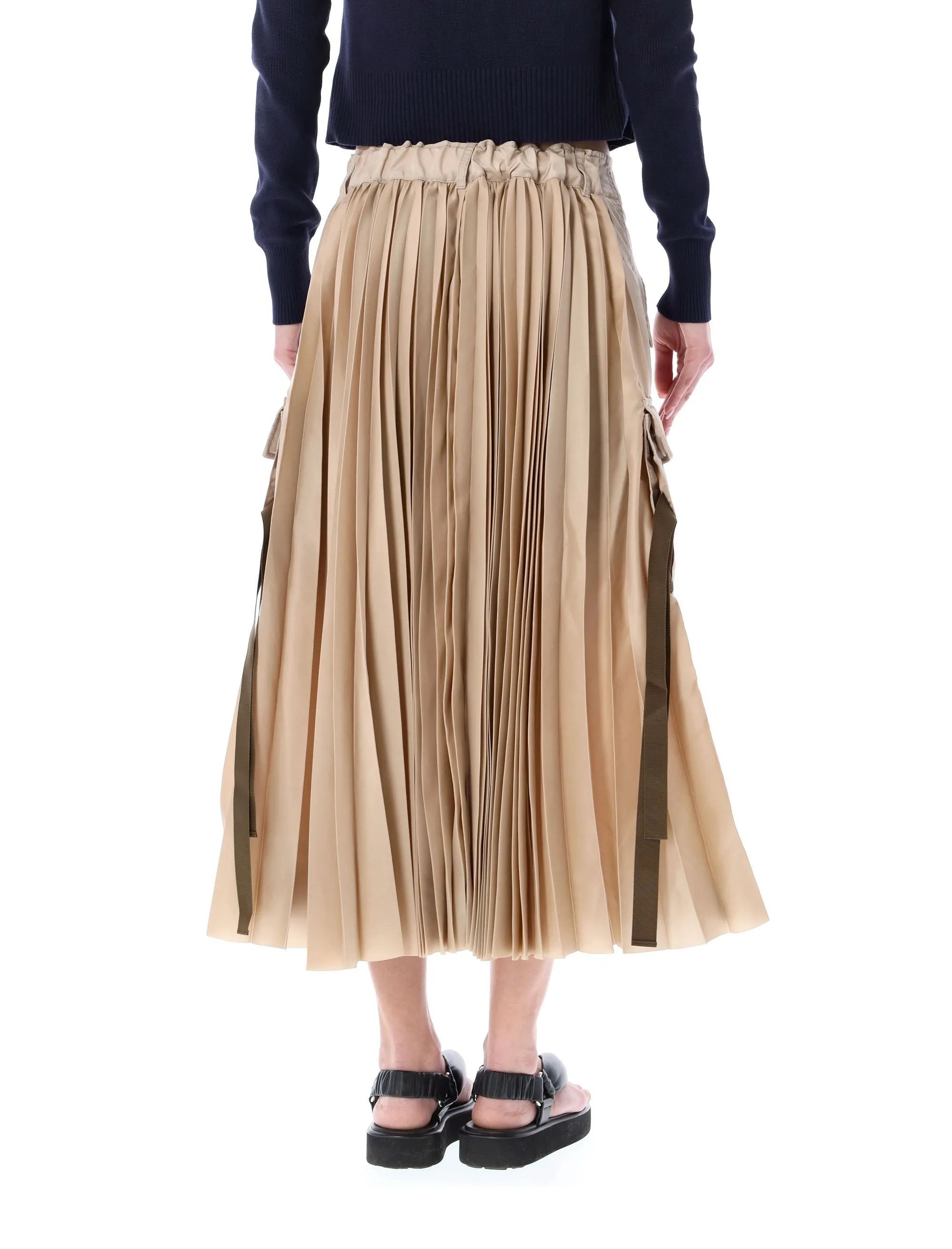 Sacai Pleat Detailed Midi Skirt
