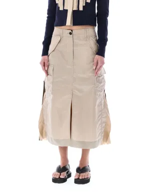 Sacai Pleat Detailed Midi Skirt