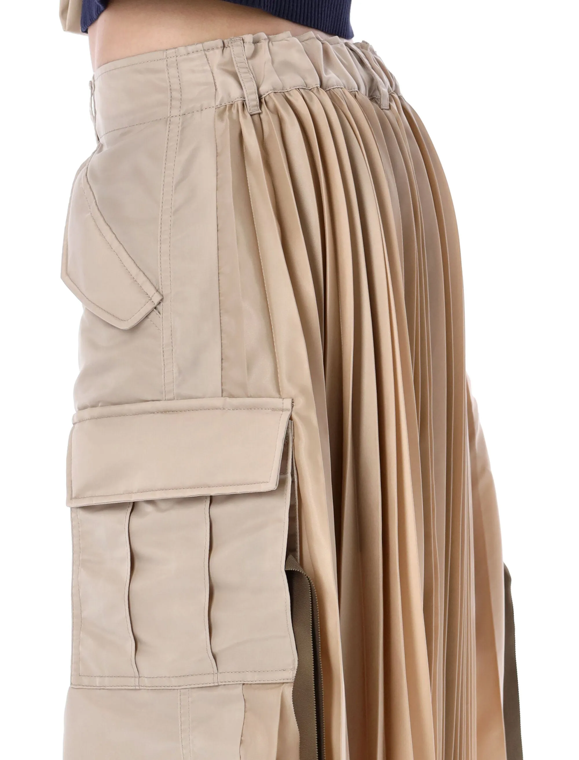 Sacai Pleat Detailed Midi Skirt