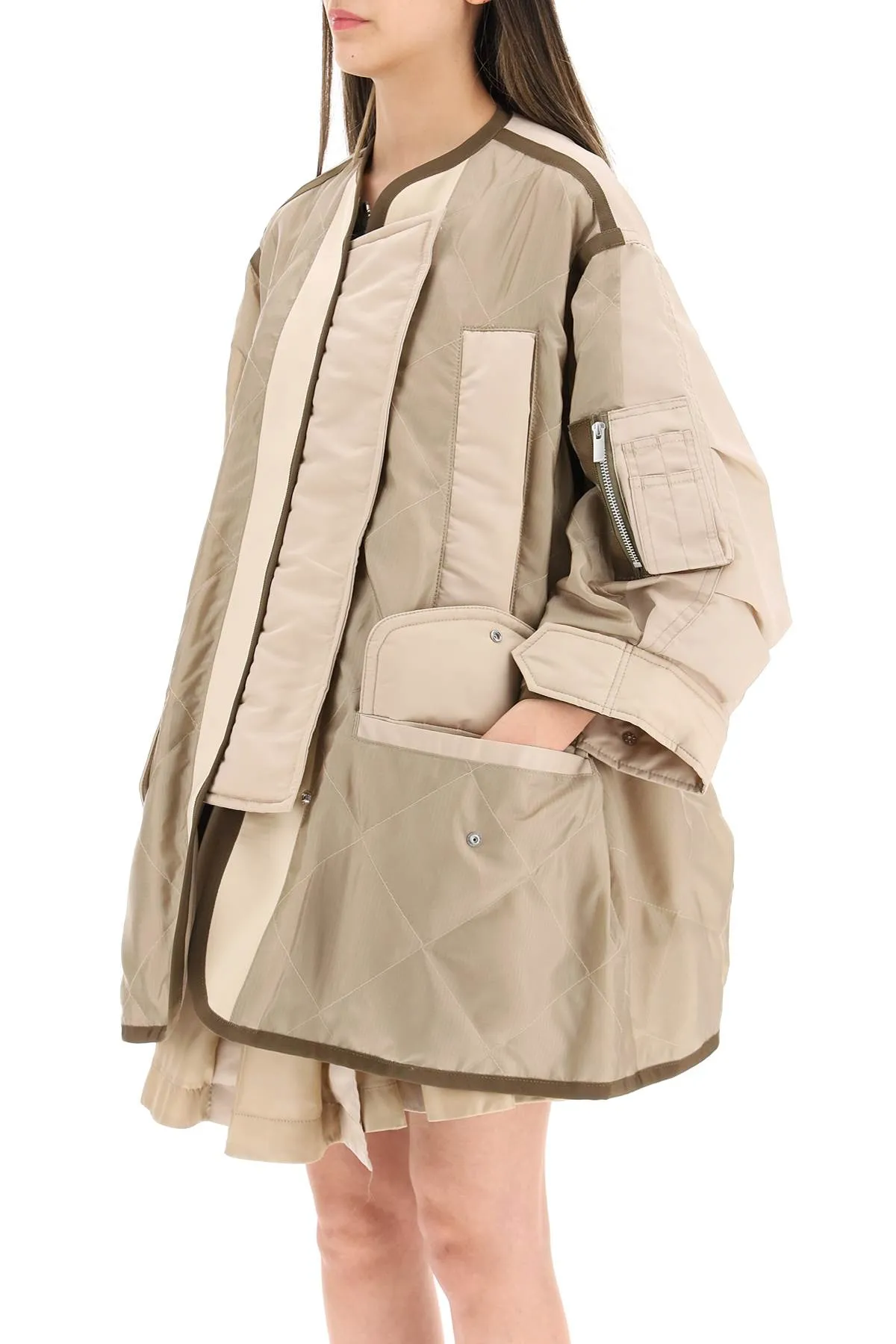 Sacai Zip Embellished Oversized Jacket