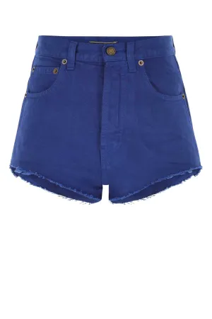 Saint Laurent Button Detailed High Waist Shorts