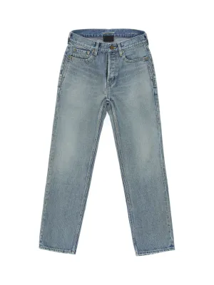 Saint Laurent Button Detailed Washed Cropped Jeans